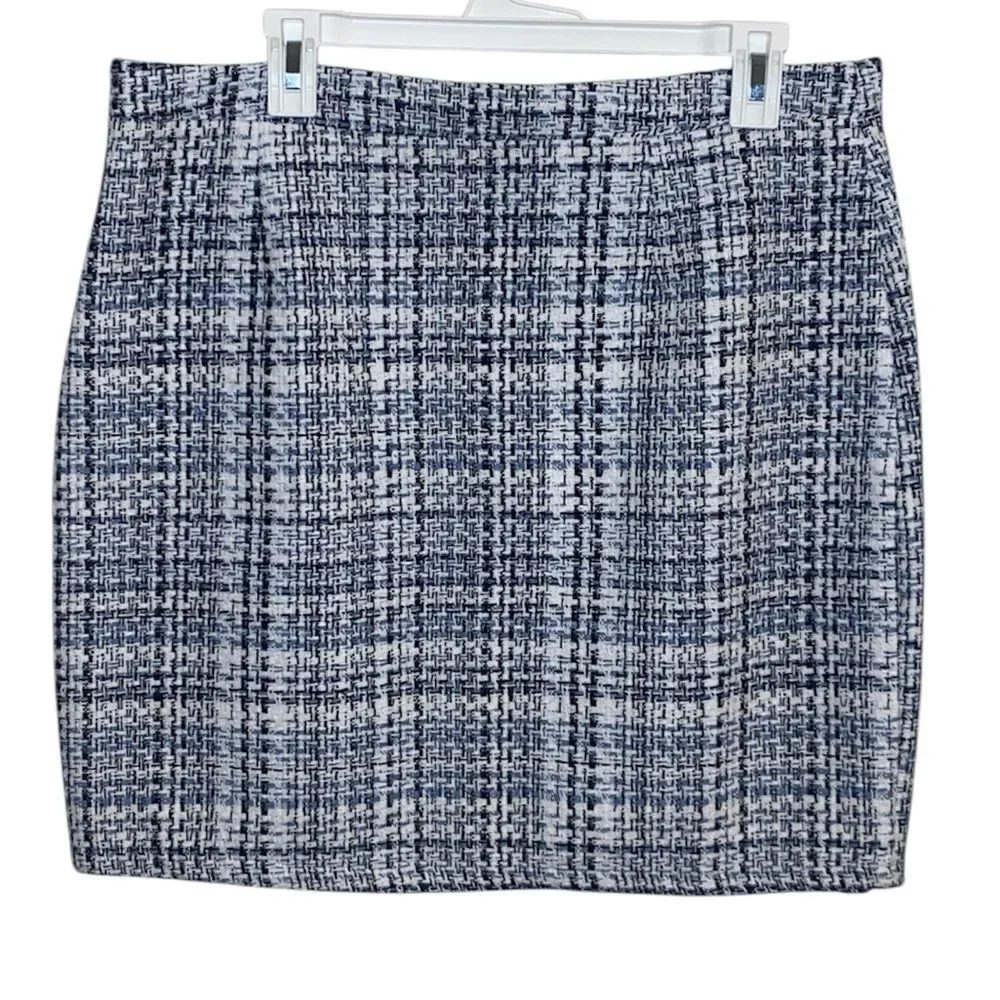 FRANCESCA’S Tweed Blue Black White Skirt